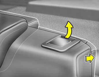 To recline the seatback, pull up the seatback folding lever (1) and push the