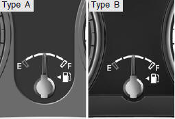 The needle on the gauge indicates the approximate fuel level in the fuel tank.