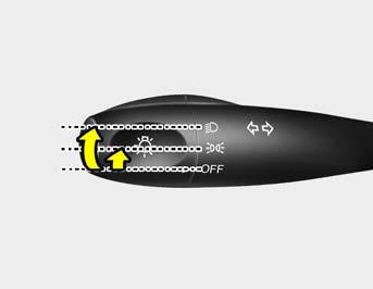 To operate the headlights, turn the barrel on the end of the multi-function switch.