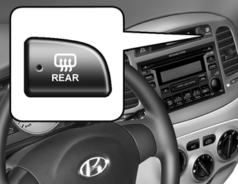 The rear window defroster is turned on by pushing in the switch. To turn the