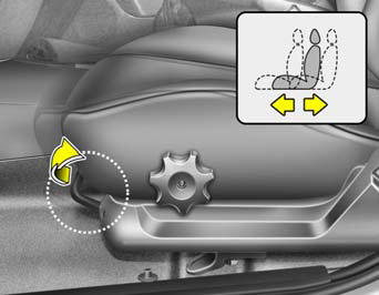 To move the seat toward the front or rear, pull the lock release lever upward.