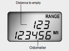 o This mode indicates the estimated distance to empty from the current fuel level