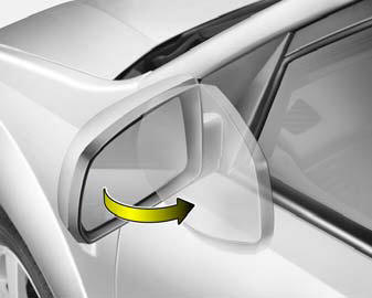 To fold the outside rearview mirrors, push them towards the rear. To unfold the