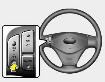 3. Push the -/SET switch, and release it at the desired speed. The SET indicator