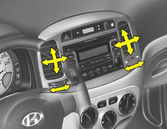 The center ventilators are located in the middle of the dashboard. The side ventilators