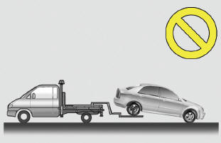 A vehicle with an automatic transaxle should never be towed from the rear with