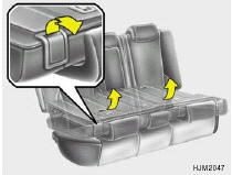 1. Pull the seatback folding lever then push