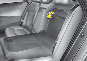 5. Pull on the seatback folding lever located in the trunk, then fold the seat