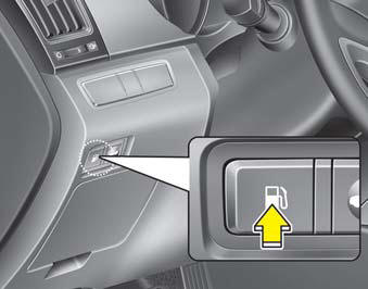 The fuel filler lid must be opened from inside the vehicle by pushing the fuel